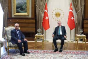 Cumhurbaşkanı Erdoğan, Anayasa Mahkemesi Başkanı Kadir Özkaya ile Cumhurbaşkanlığı Külliyesinde Görüştü