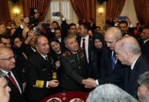 Cumhurbaşkanı Erdoğan, TBMM’nin 106. yıl resepsiyonunda siyasi liderlerle bir araya geldi